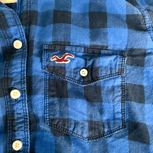 2 for $20 Hollister Blue Plaid Casual Shirt - Picture 3 of 5
